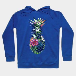 Tropical Geometric Pineapple Dark Blue Floral Hoodie